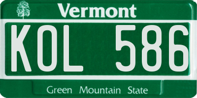 VT license plate KOL586
