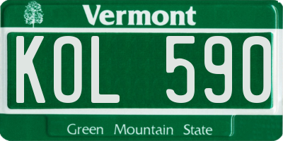VT license plate KOL590