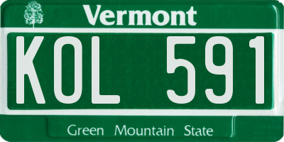 VT license plate KOL591
