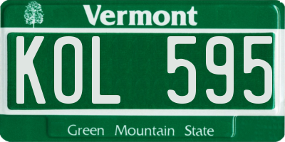 VT license plate KOL595