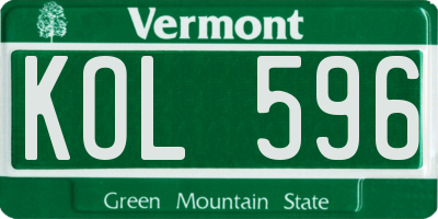VT license plate KOL596