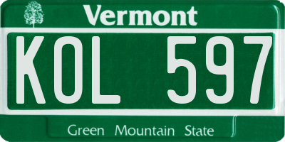 VT license plate KOL597