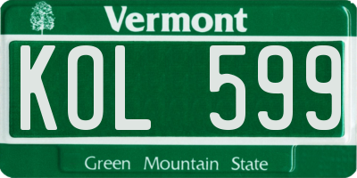 VT license plate KOL599