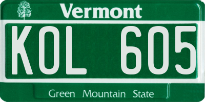 VT license plate KOL605