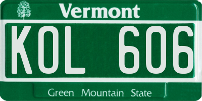 VT license plate KOL606