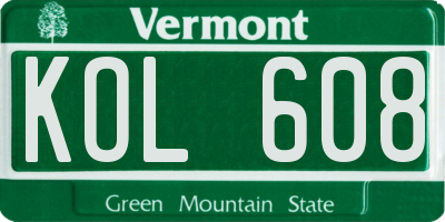 VT license plate KOL608