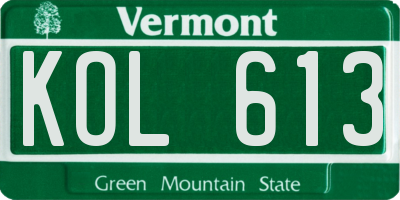 VT license plate KOL613
