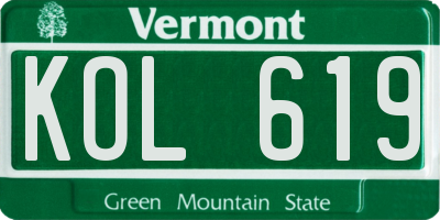 VT license plate KOL619