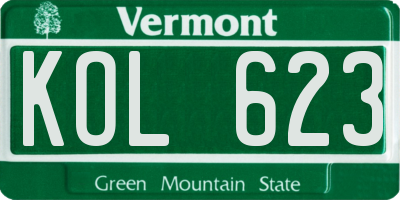 VT license plate KOL623