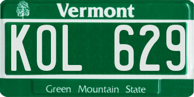 VT license plate KOL629