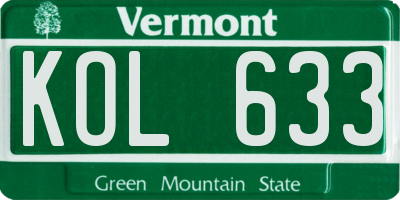 VT license plate KOL633