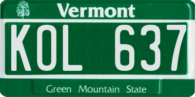 VT license plate KOL637