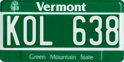 VT license plate KOL638