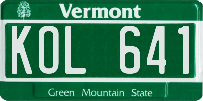 VT license plate KOL641