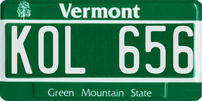 VT license plate KOL656