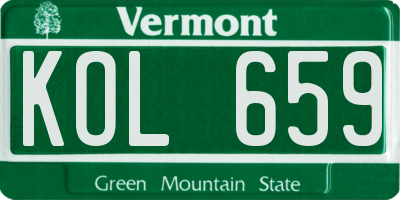 VT license plate KOL659
