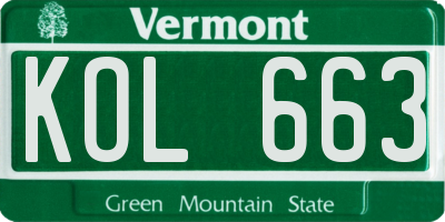 VT license plate KOL663
