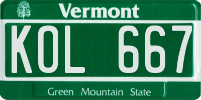 VT license plate KOL667