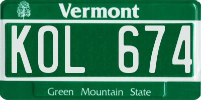 VT license plate KOL674