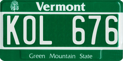 VT license plate KOL676