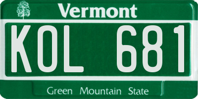VT license plate KOL681