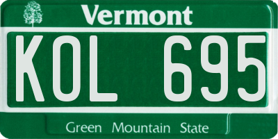 VT license plate KOL695