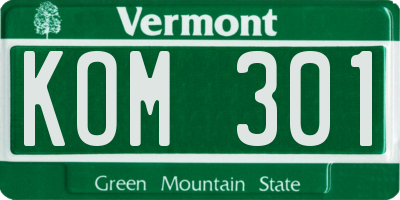 VT license plate KOM301