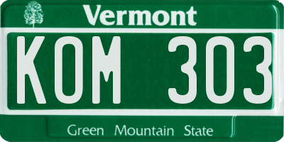 VT license plate KOM303