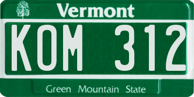 VT license plate KOM312