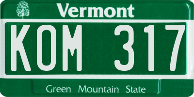 VT license plate KOM317