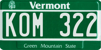 VT license plate KOM322