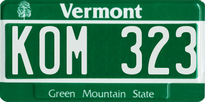 VT license plate KOM323