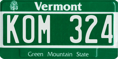 VT license plate KOM324