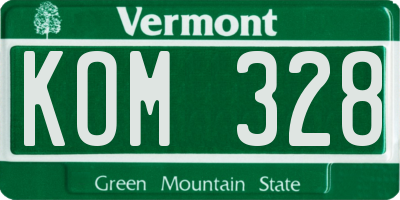 VT license plate KOM328