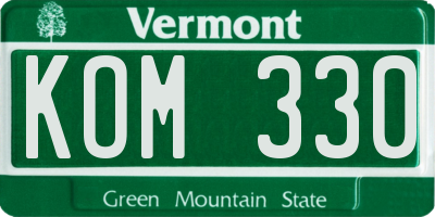 VT license plate KOM330