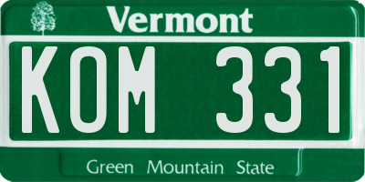 VT license plate KOM331