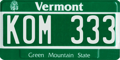 VT license plate KOM333