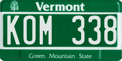 VT license plate KOM338