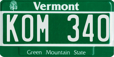 VT license plate KOM340