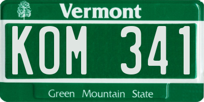 VT license plate KOM341