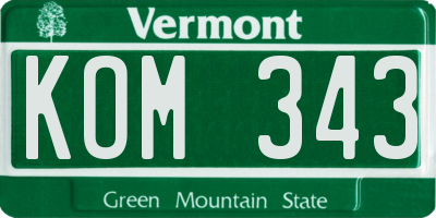 VT license plate KOM343