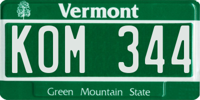 VT license plate KOM344