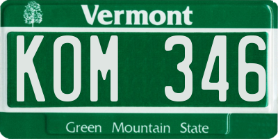 VT license plate KOM346