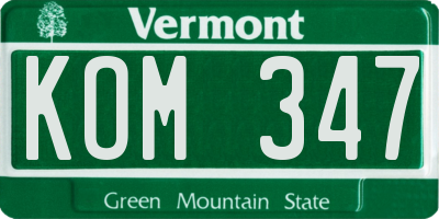 VT license plate KOM347