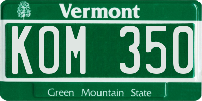 VT license plate KOM350