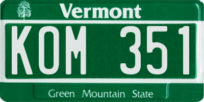 VT license plate KOM351