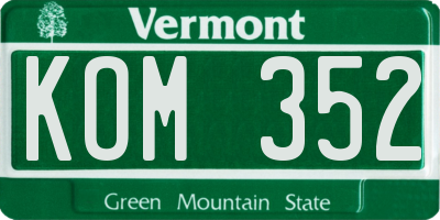 VT license plate KOM352