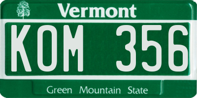 VT license plate KOM356