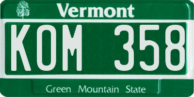 VT license plate KOM358