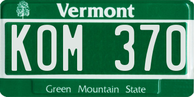 VT license plate KOM370